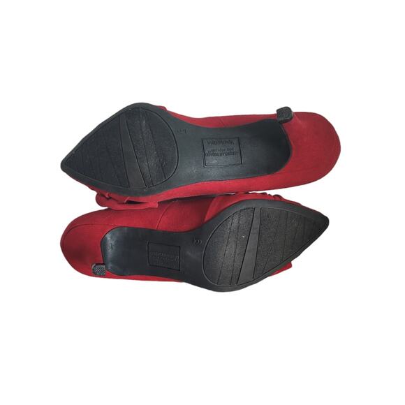 Christian Siriano for Payless Women's Bow Pointed Toe Suede Pump Heels Sz 6 Red - Picture 7 of 7